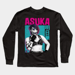 Asuka Kanji Neon Distressed Portrait Long Sleeve T-Shirt